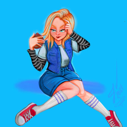 Casual Android 18 medium/large Poster