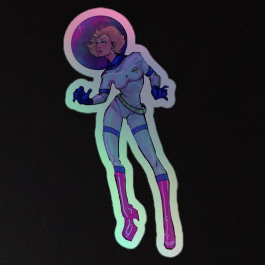Holographic kiss-cut Space Babe sticker