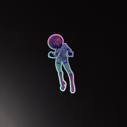 Holographic kiss-cut Space Babe sticker