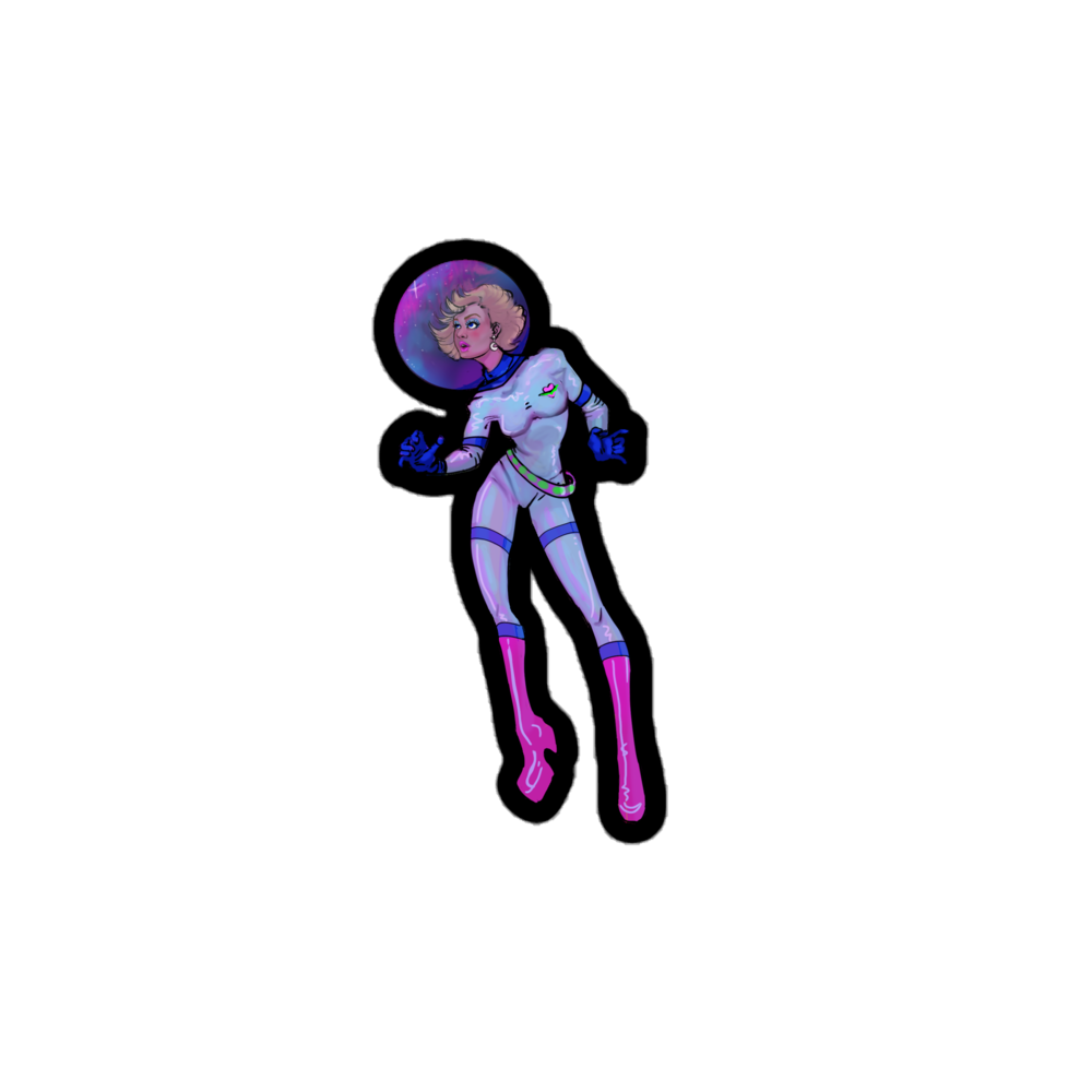 Bubble-free Space Babe Sticker